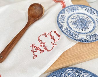 Monogram Kitchen Towel ~ 100% Cotton ~ Vintage Monogram ~ Vintage Americana ~ European French Stripe ~ Hostess Gift