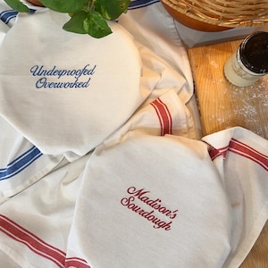 Personalized Sourdough Bread Embroidered Towel, Bulk Fermenting, Banneton Cover, Sourdough Gifts