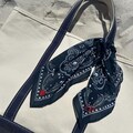 Custom Embroidered Scarf Accessory for Tote Bags – Personalized Bandana with Monogram Initial and Cute Trendy Icons