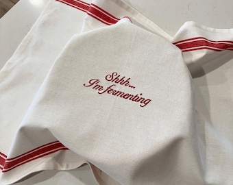 Shhh I’m Fermenting Sourdough Towel | Embroidered Sourdough Gift | Gift for Baker | Hosting Gift | Exclusively on Etsy