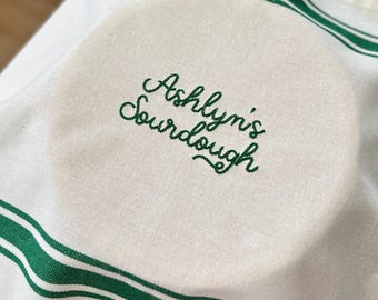 Personalized Sourdough Towel, Custom Bread Towel, Sourdough Gift, Embroidered Kitchen Towel, Chain Stitch Embroidery, Baker Gift