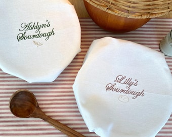 Personalized Sourdough Towel, Bulk Fermenting, Banneton Cover, Custom Sourdough Gifts, bread Making, Embroidered Kitchen Towel