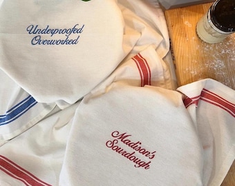 Custom Embroidered Sourdough Bread Towel, 100% Cotton, Personalized Sourdough Gift, Baking Supplies, Gift for Baker