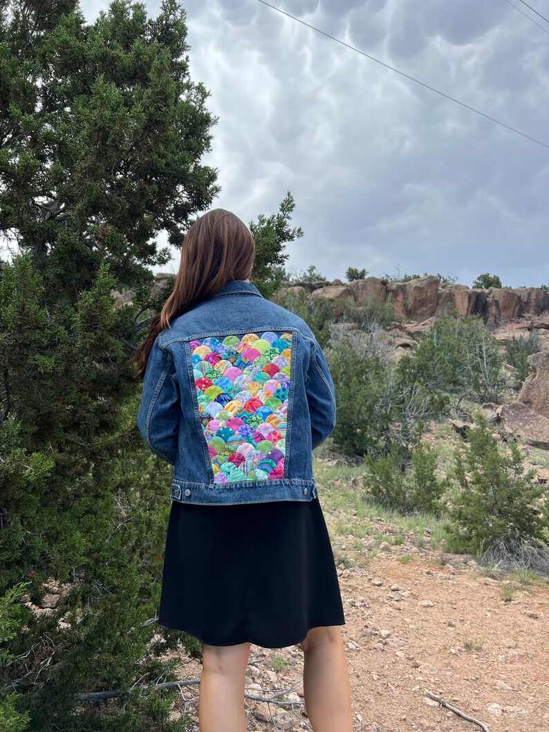 Handappliqued Clamshell Jeans Jacket Etsy