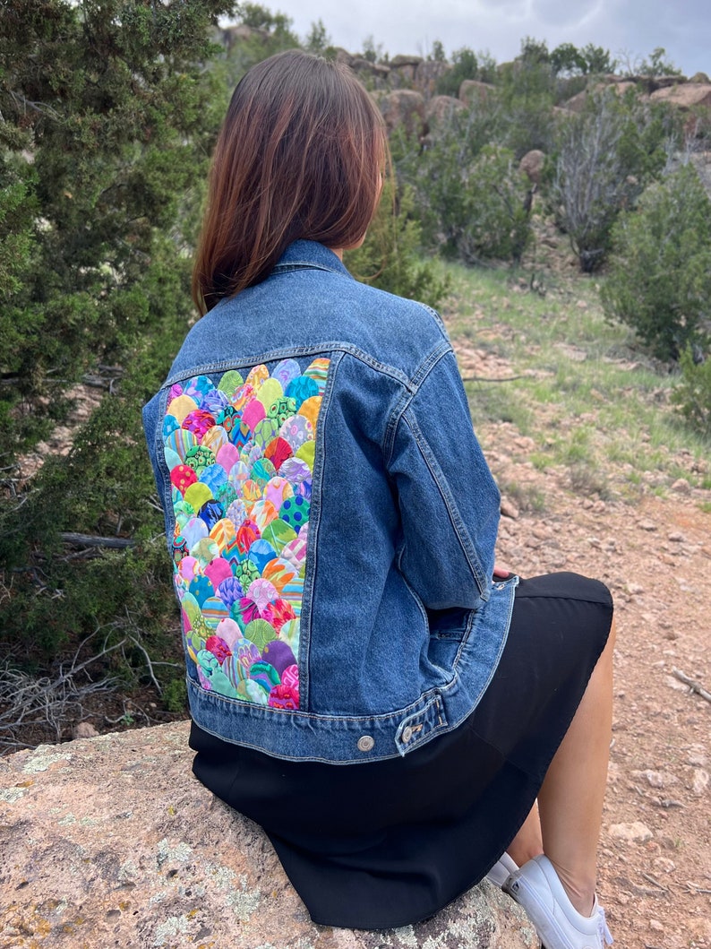 Handappliqued Clamshell Jeans Jacket Etsy