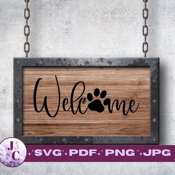 Welcome With Paw Print SVG /Paw Print Welcome SVG/ Dog Welcome SVG