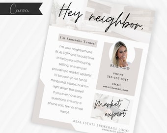 listing presentation kit real estate Real Estate Neighborhood Farming Letter | Lead Magnet | Canva Template