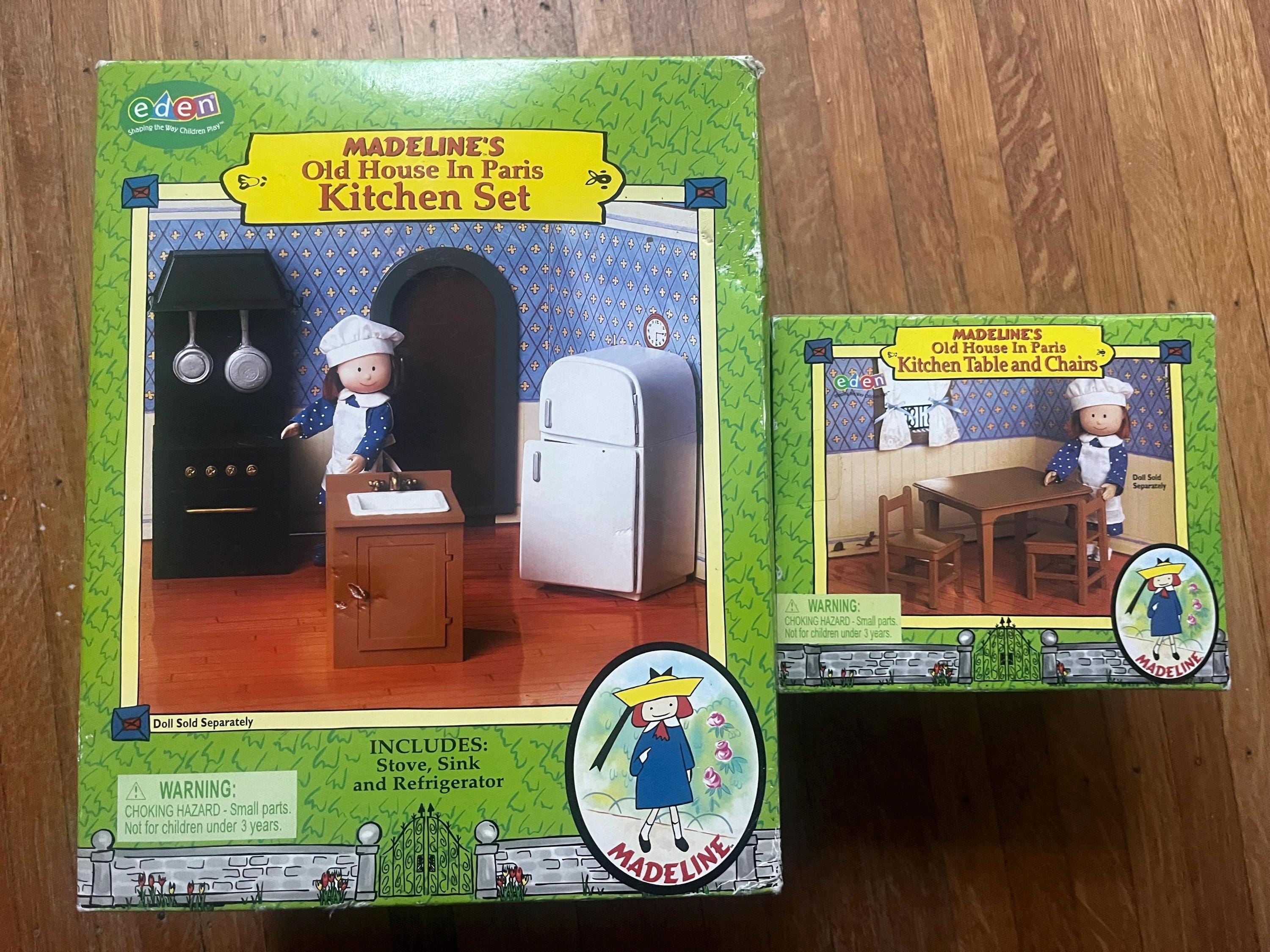 Madeline 8” Doll Old House in Paris Kitchen Set and Table/chairs