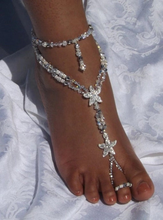 Swarovski Barefoot Sandals Foot Jewelry Beach Wedding Barefoot - Etsy