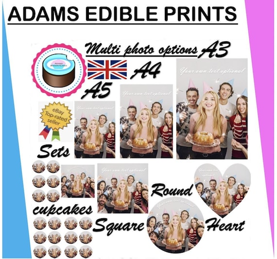 YOUR OWN EDIBLE Photo Cake Toppers Cupcake Toppers Any Etsy UK