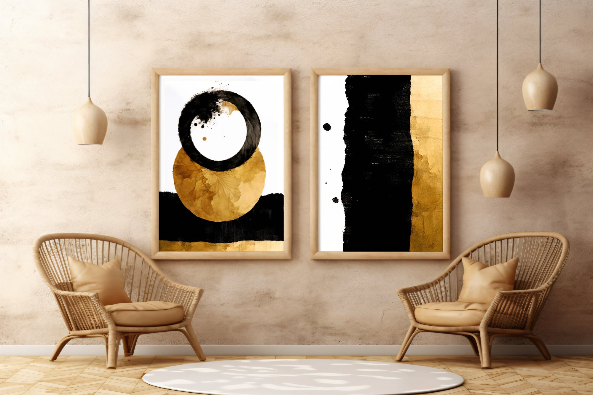 Gold and Black Posters,black and Gold Painting,2 Piece Framed Canvas ...
