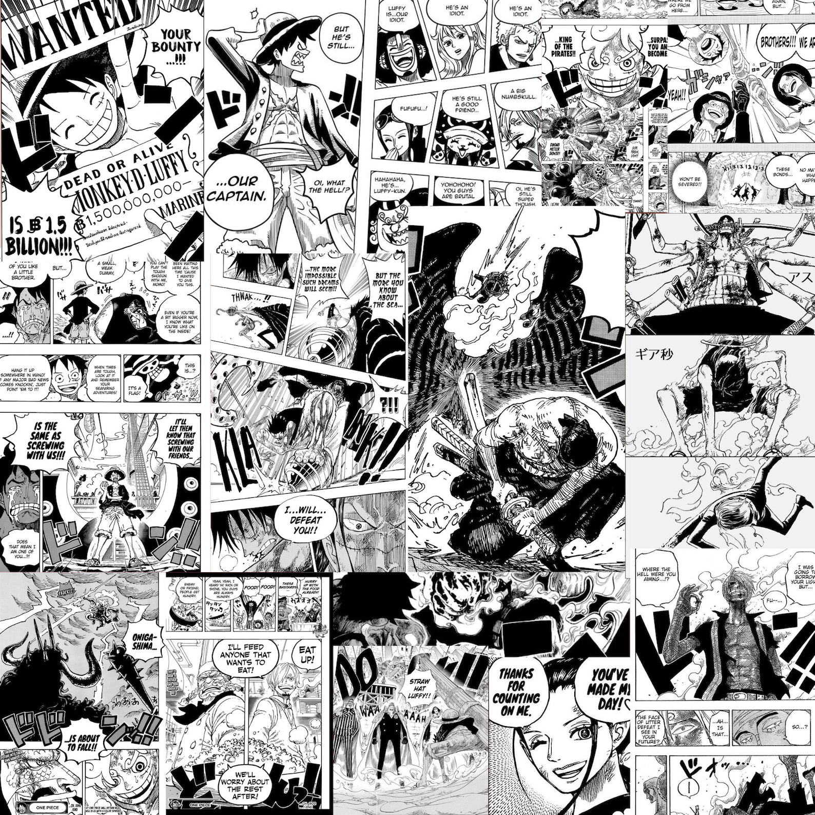 100 One Piece Manga Panels Collage Kit One Piece Manga Verkleidungen