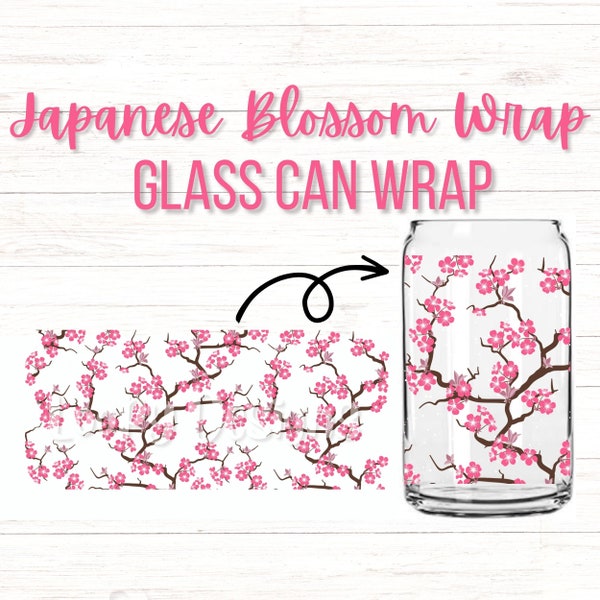 Japanese Cherry Blossom, Glass can wrap svg, digital download