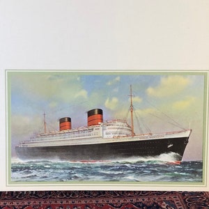 VINTAGE / ORIGINELE R.M.S. Queen Elizabeth Cunard White Star Lines On-Board Ship's Printed Cards (ft: C.F. Hopkinson)