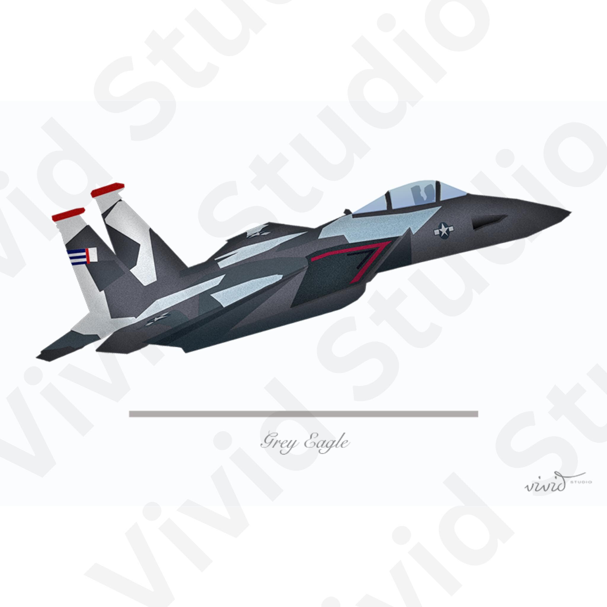 F15 Eagle Digital Art Print for Boys Room - WWII Airplane Illustration ...