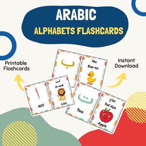 Arabic Alphabet Flash Cards: Islamic Learning for Muslim Kids (Digital Printable PDF)