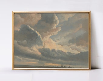 Clouds Painting Wall Art | Sky Digital Print | Vintage Neutral Wall Art | Landscape Painting Print | PRINTABLE Wall Art | Antique Art Print