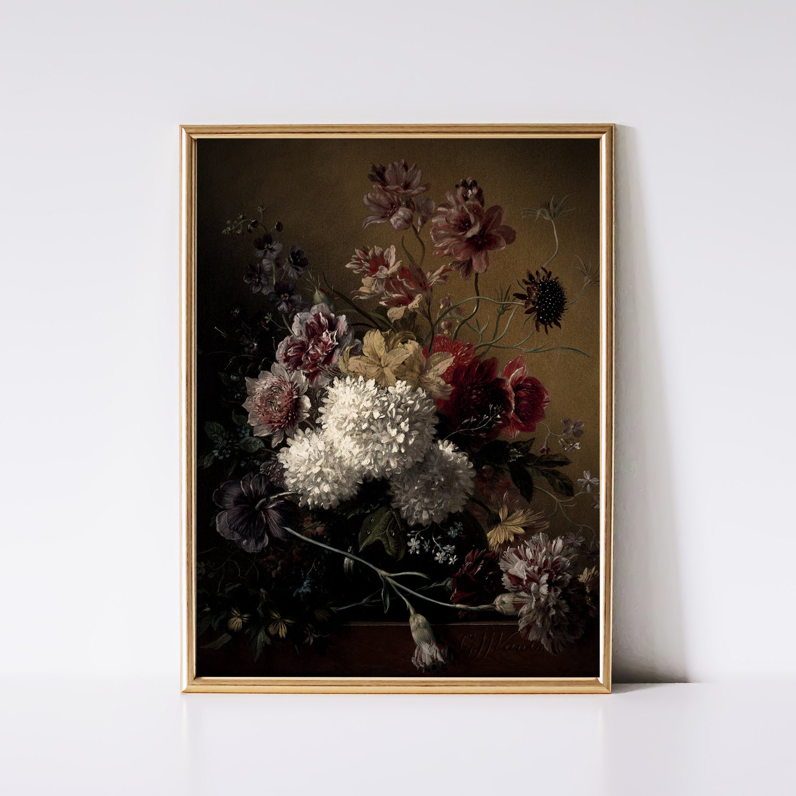 Moody Flower Painting Printable Wall Art Vintage Floral Wall Art ...