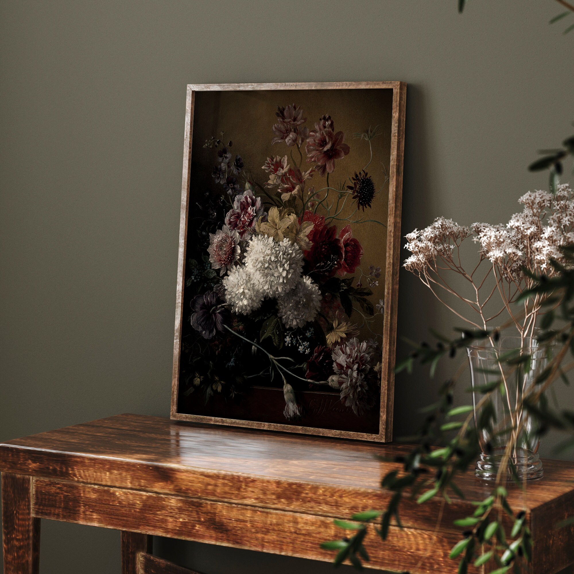 Moody Flower Painting Printable Wall Art Vintage Floral Wall Art ...