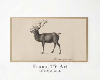 Reindeer Samsung Frame TV | Vintage Neutral Decor | Christmas Frame TV | Winter Holiday Frame TV Art | Digital Download | Country Farmhouse