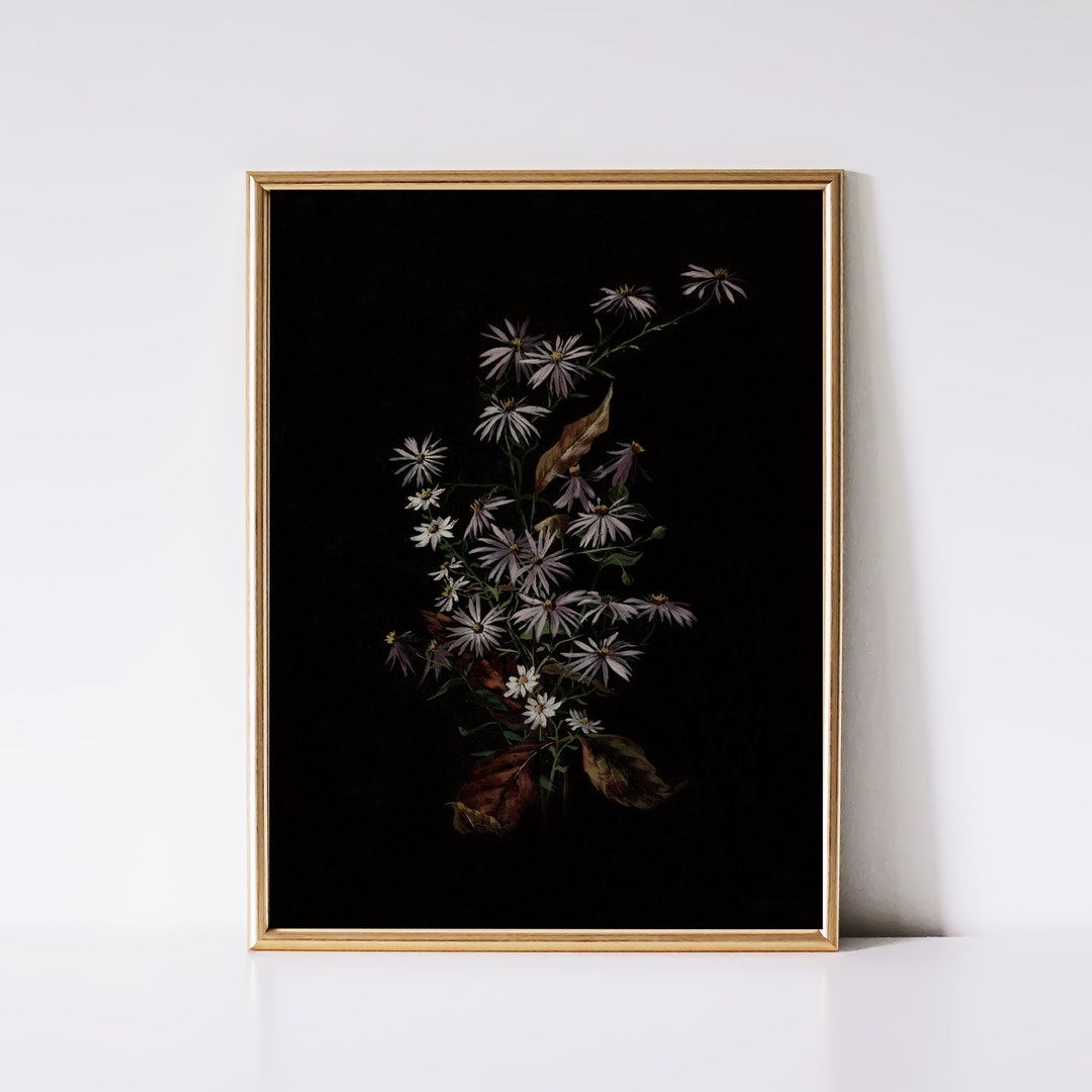 Dark Botanical Wall Art Moody Floral Digital Print Printable Wall Art ...
