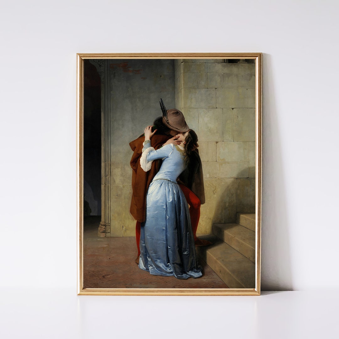 Antique Love Wall Art Print Vintage Romanticism Painting Kissing Wall ...