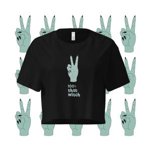 Witchy funny halloween crop top for women 100% cotton