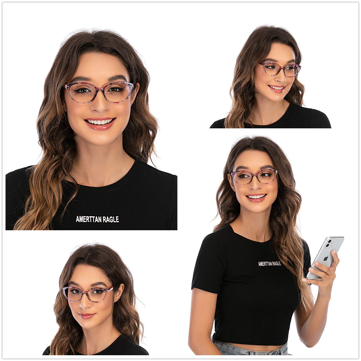 thumbnail image 2 of FELRES Women's Cat Eye Reading Glasses – Blue Light Blocking, Clear Lens, Large Frame – JG-6514 2 of 6
