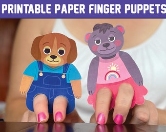 Printable Finger Puppets | Two-Finger Paper Animals for Children, Toddler, Preschool | PDF Download