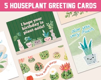 Printable Houseplant Greeting Cards | Digital Download PDF | Birthday, Thank you, Friendship, Love, Grandma, Mom, Congrats, Everyday, Thanks
