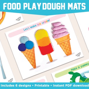 Food Playdough Mats, Printable Play-Doh Activity, Montessori Learning, Toddler, Preschool, Homeschool, Kindergarten image 1