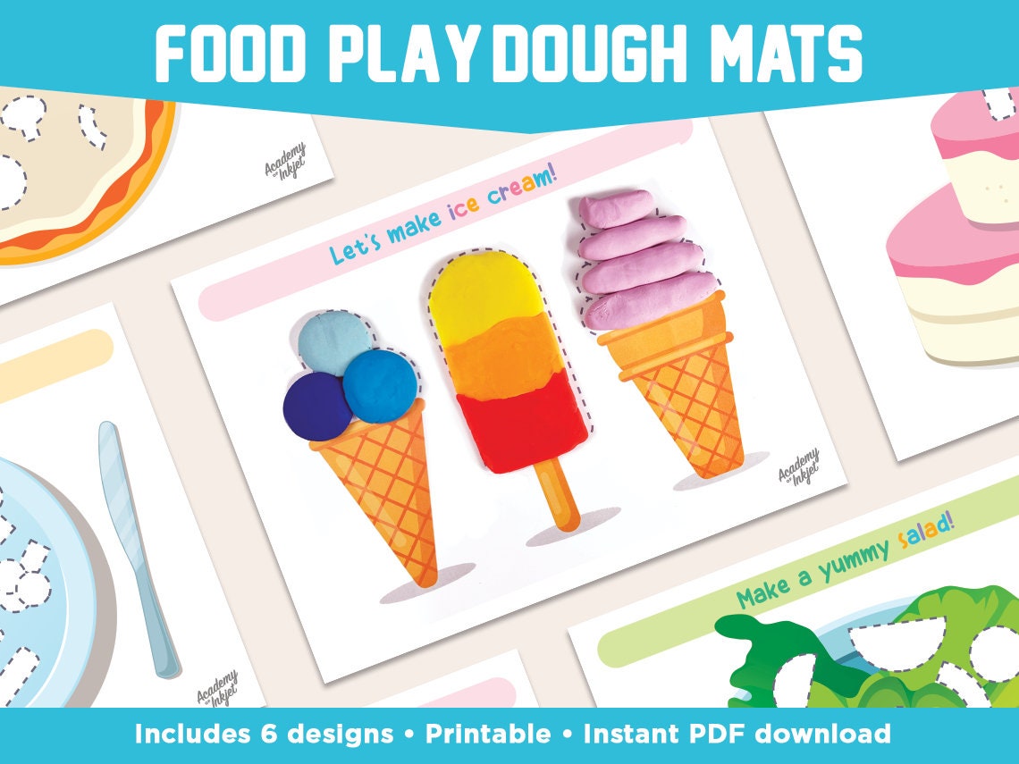 Food Playdough Mats Printable Playdoh Activity Montessori Etsy