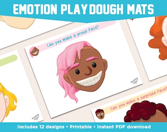 Emotion Playdough Mats, Printable Play-Doh Activity, Montessori Learning, Kids, Toddler, Preschool, Homeschool, Kindergarten