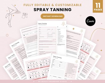 Editable Spray Tan Forms, Spray Tanning Consultation Consent Forms, Spray Tan Template, Aftercard Cards, Beauty Salon Esthetician Forms