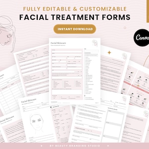 Facial Treatment Forms, Editable Skincare Consent Forms, Printable Facial Consultation Forms, Esthetician Forms Template, Client Intake Form