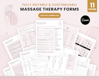 Editable Massage Therapist Forms, Massage Consent Form, Massage Intake Form, Esthetician Templates, Lymphatic Massage Forms, Spa Forms