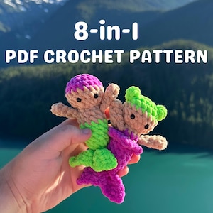 8-in-1 No Sew Mini Mermaid Amigurumi Crochet Pattern (PDF Pattern)