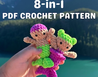 8-in-1 No Sew Mini Mermaid Amigurumi Crochet Pattern (PDF Pattern)