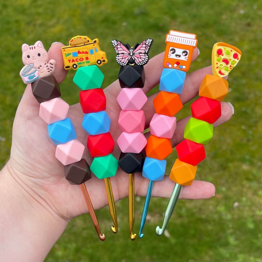 Premade Silicone Bead Crochet Hooks Hexagon Bead Crochet Etsy