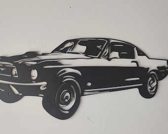 Ford Mustang 1967, Metal Car, Wall Accessory, Gift Wall Painting