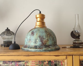 Lámpara colgante de estilo rústico, iluminación de isla de cocina de cobre antiguo, lámpara de araña rústica, lámpara de araña para dormitorio, decoración del hogar, iluminación de sala de estar