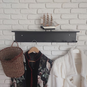 Black Painting Metal Wall Coat Rack  Coat Rack Coat Hook Towel Rack, Wall Mount Towel Hanger, Wall Decor, Coat Rack, Wall Art Coart Rack