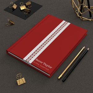 Personalized Soror & Chapter (Pearl Red Cover) 5.75&quot; x 8&quot; Hardcover Journal Matte | DST | Delta Sigma Theta | 1913 |