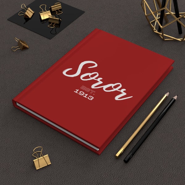 EST 1913 Soror (couverture rouge) 5,75 "x 8" Journal à couverture rigide Matte v2 | Delta Sigma Thêta | Journal | Cadeaux de sororité
