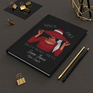 Personalized Soror & Chapter (Red Dress Soror) 5.75&quot; x 8&quot; Hardcover Journal Matte | DST | Delta Sigma Theta | 1913 | Small Journal