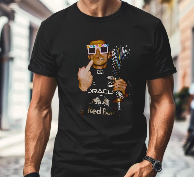 Sudadera/camiseta Max con estampado de dedo medio, campeón del mundo de carreras del GP de Las Vegas, para aficionados. imagen 10