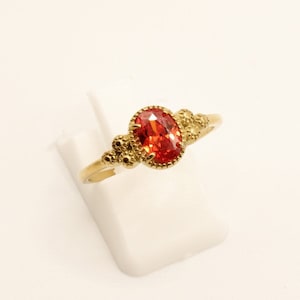 Anillo de oro • Piedra roja natural • Anillo bohemio • Resistente al agua • Acero inoxidable de 14 quilates • Sin níquel • Regalo para ella