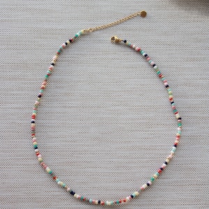 Perlenkette bunt handgemachte Kette boho Choker Halskette mit Perlen Edelstahl Gold Regenbogen