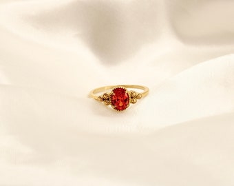 Ring Gold • Naturstein Rot • Boho Ring verstellbar • Wasserfest • Edelstahl 14K • nickelfrei • Geschenk für Sie