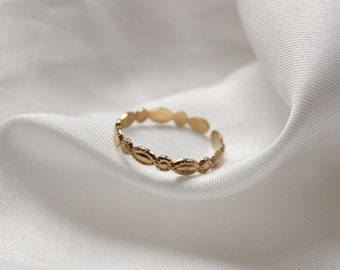 Delicado anillo de oro ajustable hecho de acero inoxidable chapado en oro de 14K, anillo de oro anillo de todos los días resistente al agua | anillo asa